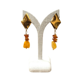 Boucles Ambre Cognac et Miel Argent 925