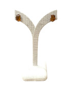 Boucles Ambre Cognac Rectangles Argent 925