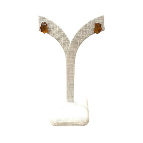 Boucles Ambre Cognac Rectangles Argent 925