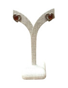 Boucles Ambre Cognac Cœur Argent 925