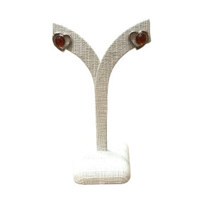 Boucles Ambre Cognac Cœur Argent 925