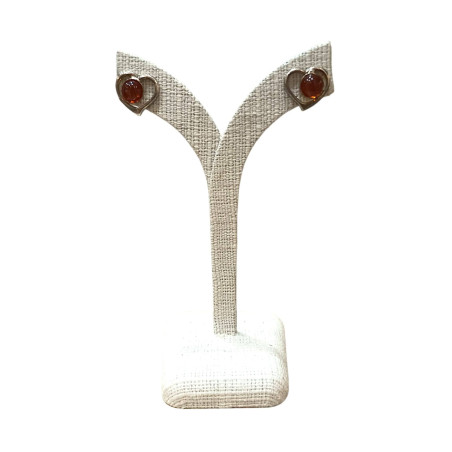 Boucles Ambre Cognac Cœur Argent 925