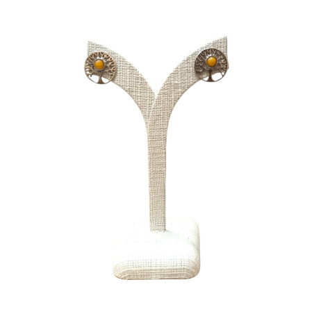 Boucles Ambre miel Arbre de vie Argent 925