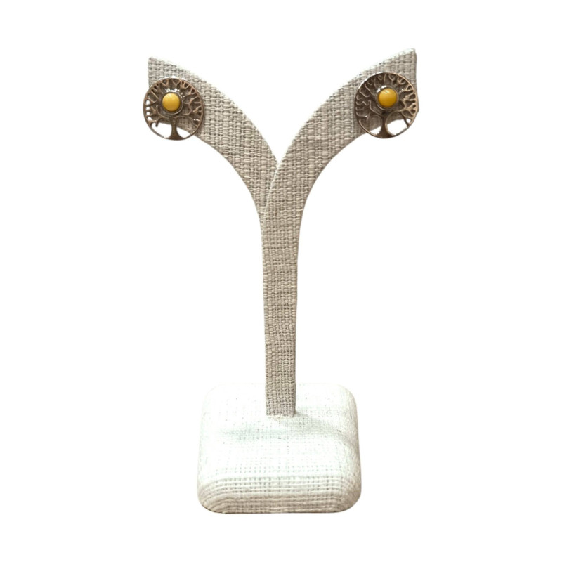 Boucles Ambre Arbre de vie Argent 925