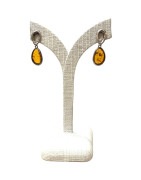 Boucles Ambre Cognac Ovales Argent 925