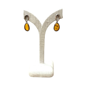 Boucles Ambre Cognac Ovales Argent 925