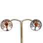 Boucles Ambre Cognac Arbre de vie Argent 925