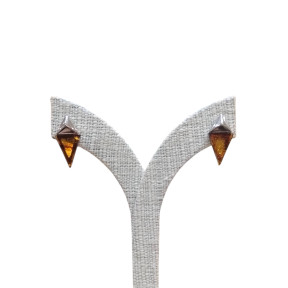 Boucles Ambre Cognac Triangles Argent 925
