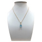 Pendentif Aigue Marine avec Chaîne Plaquée Or 44 + 6 cm