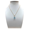 Pendentif Aigue Marine avec Chaîne Plaquée Or 44 + 6 cm