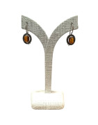 Boucles Ambre Serties et Marcassite Argent 925
