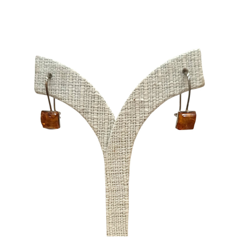 Boucles Ambre carrées Argent 925