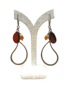 Boucles Ambre Cognac Dark et Light  Argent 925