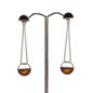 Boucles Ambre Cognac rondes Argent 925