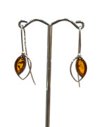 Boucles Ambre feuilles Argent 925