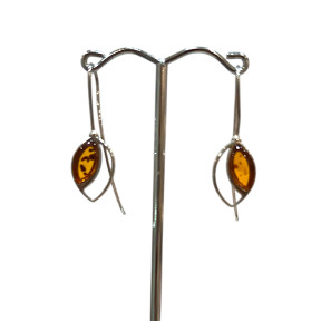 Boucles Ambre feuilles Argent 925