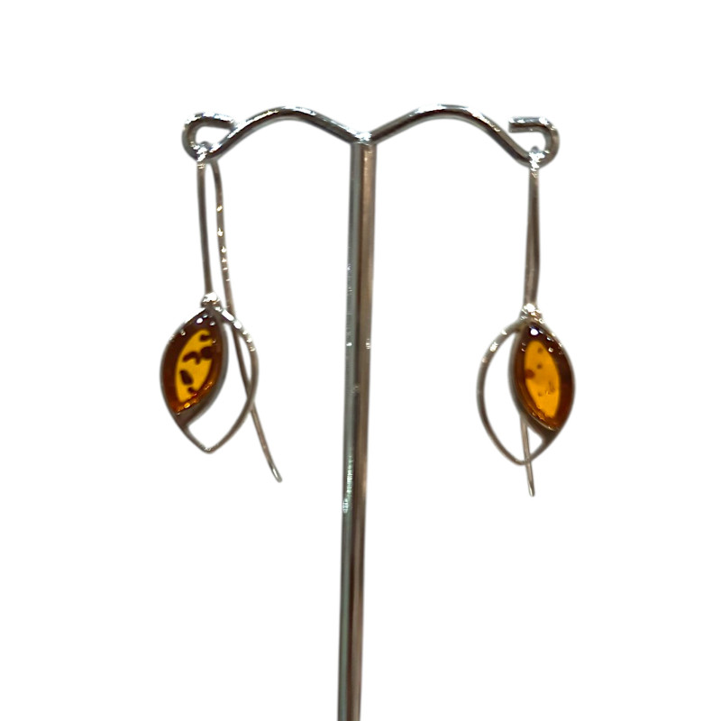 Boucles Ambre feuilles Argent 925