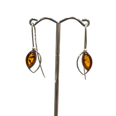 Boucles Ambre feuilles Argent 925