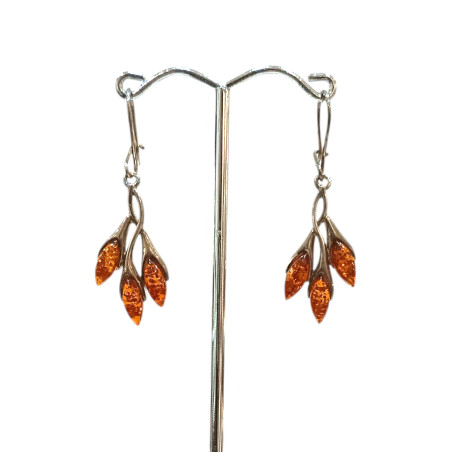 Boucles Ambre feuilles Argent 925