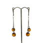 Boucles Ambre Cognac boules Argent 925