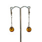 Boucles Ambre Cognac boules Argent 925