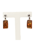 Boucles Ambre Rectangles Argent 925