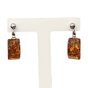 Boucles Ambre Rectangles Argent 925