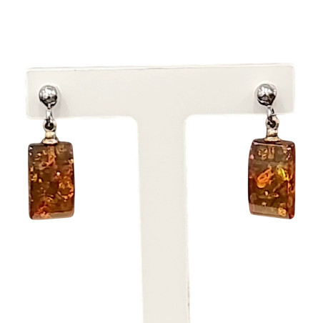 Boucles Ambre Rectangles Argent 925