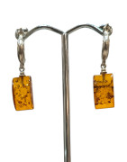 Boucles Ambre Rectangles Argent 925 à Clips