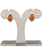 Boucles Ambre Ovales Argent  à Clips
