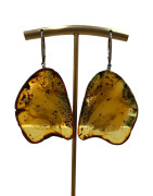 Boucles Ambre brute polie Argent 925
