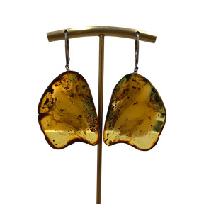 Boucles Ambre brute polie Argent 925