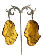 Boucles Ambre brute polie Argent 925