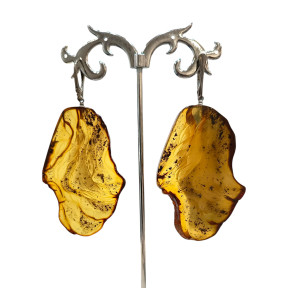 Boucles Ambre brute polie Argent 925