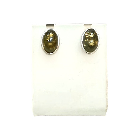 Boucles Ambre végétal Ovales Argent 925 Clou