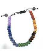 Bracelet 7 Chakras Donuts 6mm sur Cordon Réglable