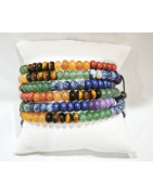 Bracelet 7 Chakras Donuts 6mm sur Cordon Réglable