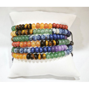 Bracelet 7 Chakras Donuts 6mm sur Cordon Réglable