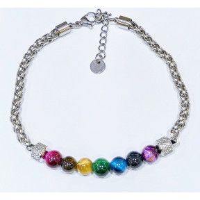 Bracelet 7 Chakras Acier Inox avec Fermoir 19 + 5 cm