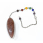 Pendule Quartz Cerise 5 cm avec Chaine 7 Chakras 25 cm