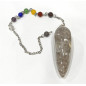 Pendule Quartz Fumé 5 cm avec Chaine 7 Chakras 25 cm