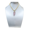 Pendentif Quartz Rose 5 cm sur Chaîne Plaquée Or 40 cm