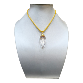 Pendentif Quartz Rose Clair 5 cm sur Chaîne Plaquée Or 40 cm