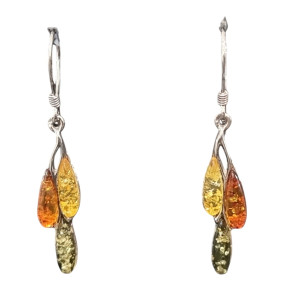 Boucles Ambre trois couleurs Argent 925