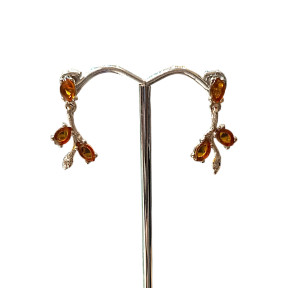Boucles Ambre feuilles Argent 925