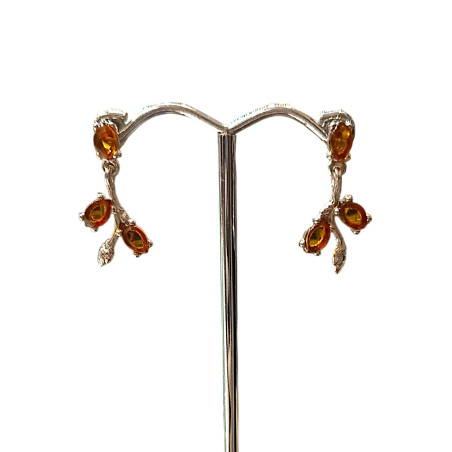 Boucles Ambre feuilles Argent 925