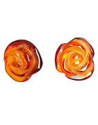 Boucles Ambre fleurs Argent 925