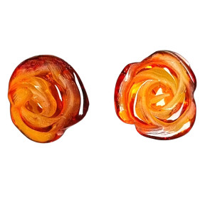 Boucles Ambre fleurs Argent 925
