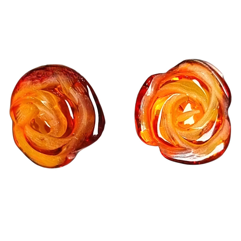 Boucles Ambre fleurs Argent 925