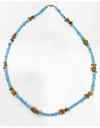 Collier Turquoise et Œil de Tigre Baroque Longueur 50 cm
